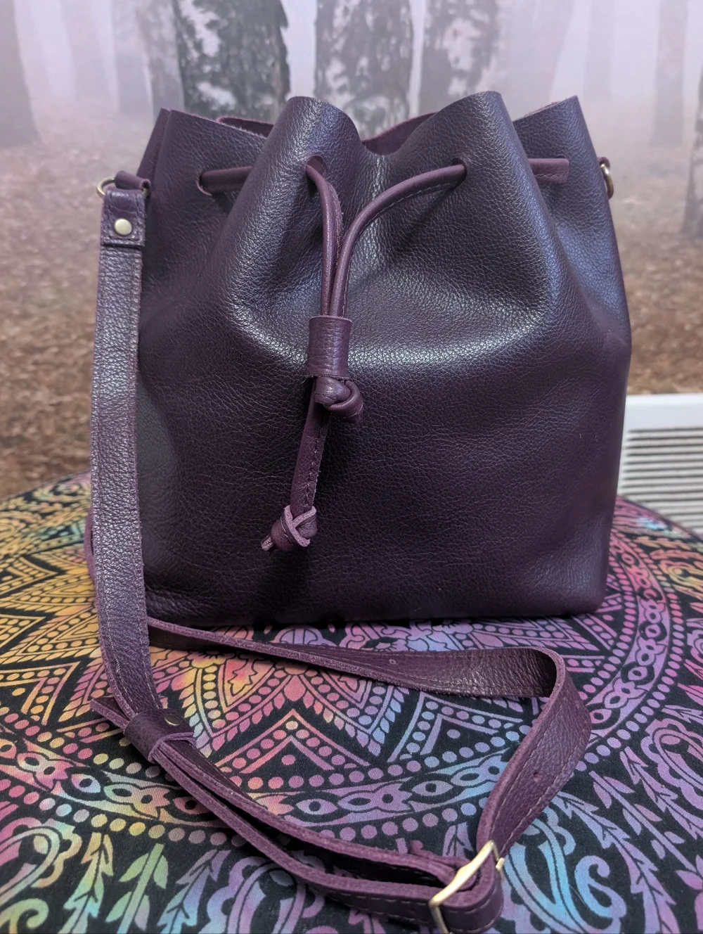 Portland Leather Drawstring Bucket Bag - Picture 1 of 7